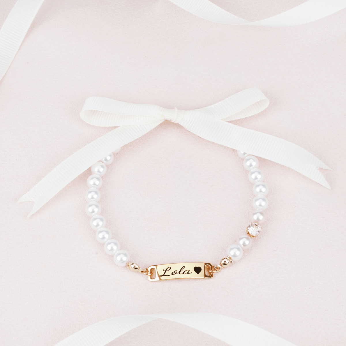 Custom Baby Name and Birthstone Pearl Bracelet - Glaxias
