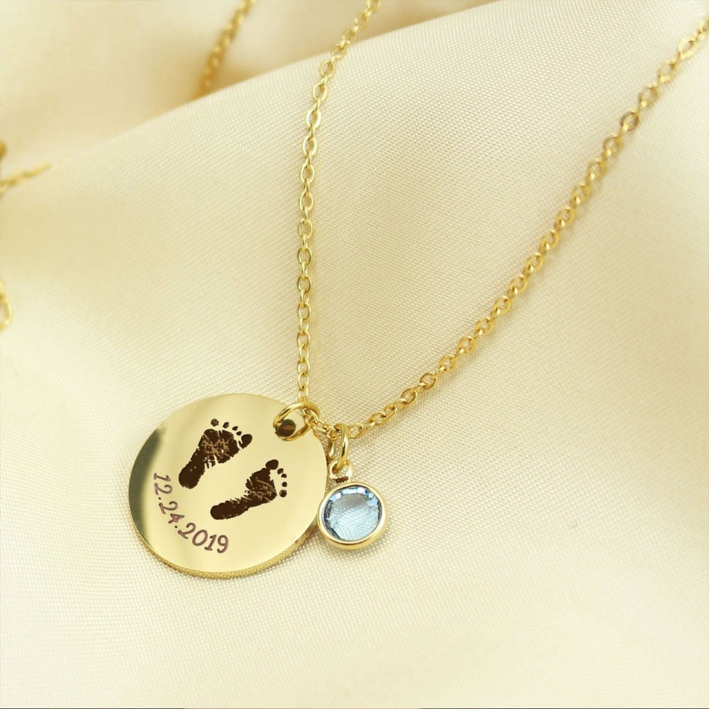 Custom Birthstone Name Hand and Foot Necklace - Glaxias