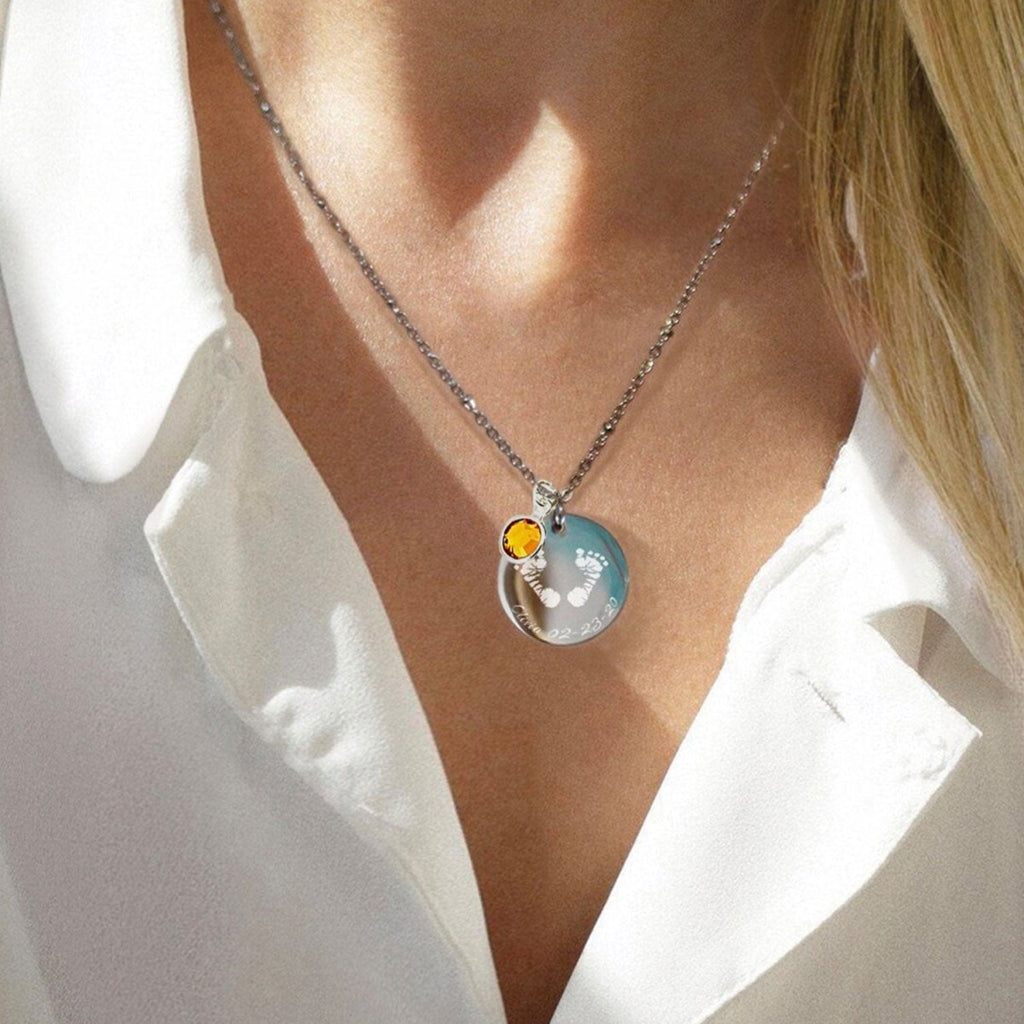 Custom Birthstone Name Hand and Foot Necklace - Glaxias