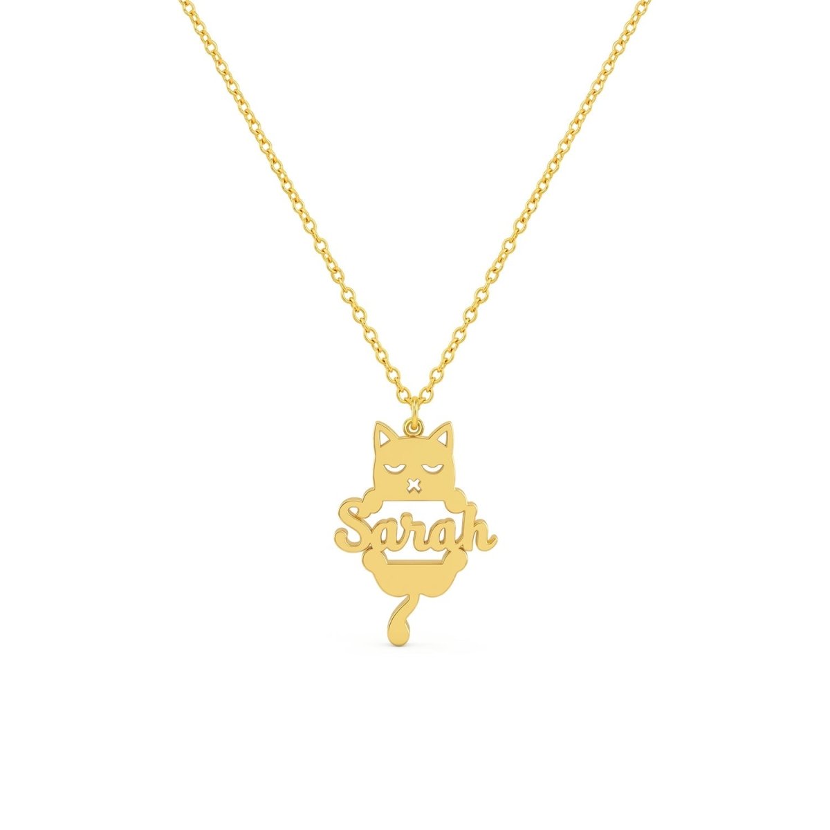 Custom Cat Silhouette Name Necklace - Glaxias
