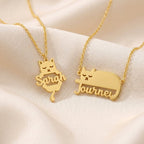 Custom Cat Silhouette Name Necklace - Glaxias
