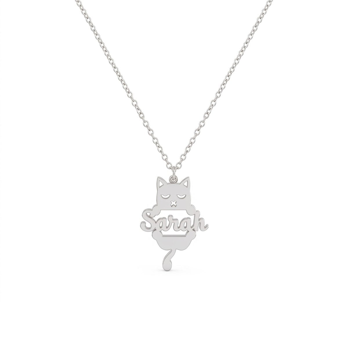 Custom Cat Silhouette Name Necklace - Glaxias
