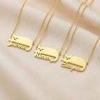 Custom Cat Silhouette Name Necklace - Glaxias