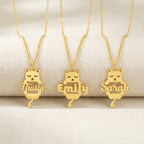 Custom Cat Silhouette Name Necklace - Glaxias