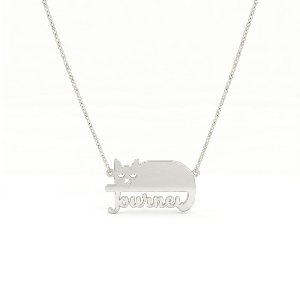 Custom Cat Silhouette Name Necklace - Glaxias