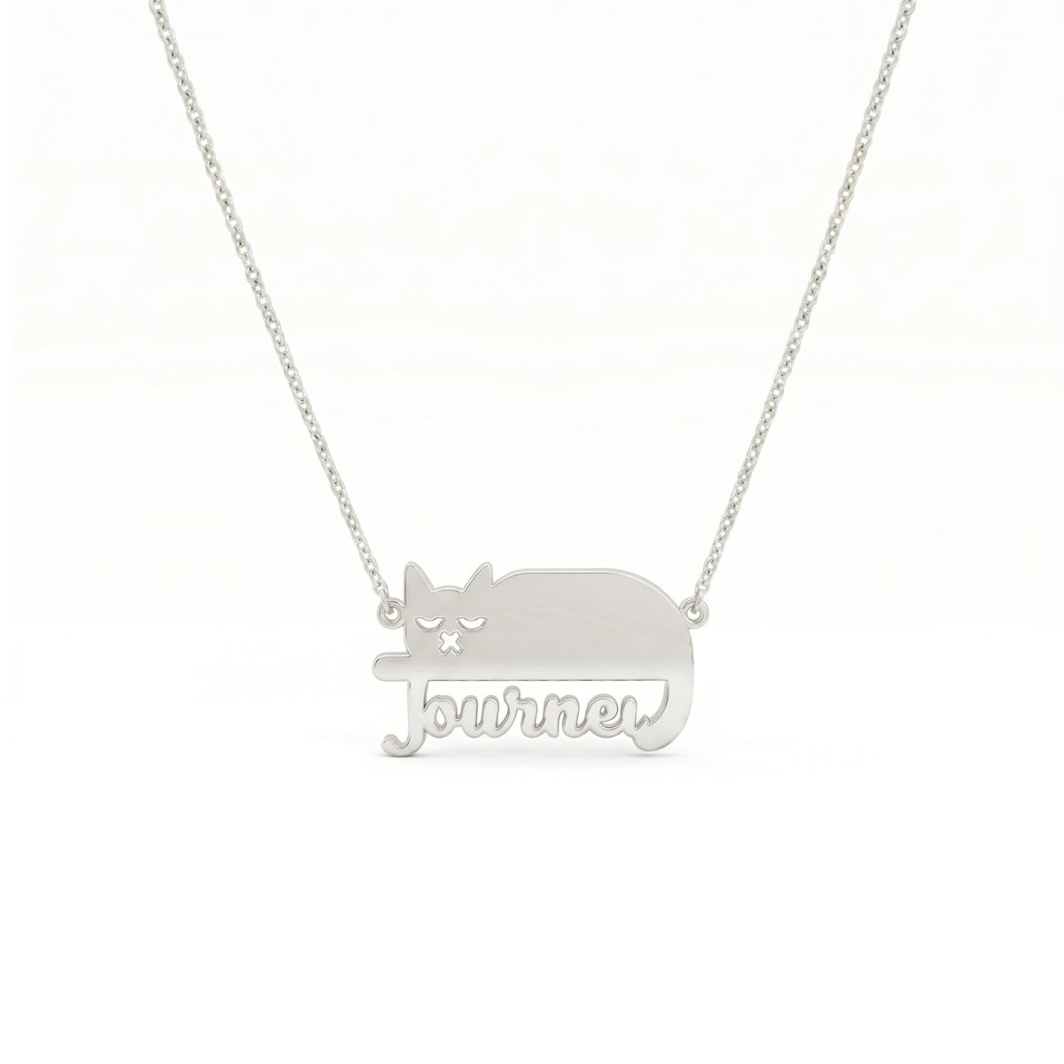 Custom Cat Silhouette Name Necklace - Glaxias