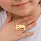 Custom Cat Silhouette Name Necklace - Glaxias