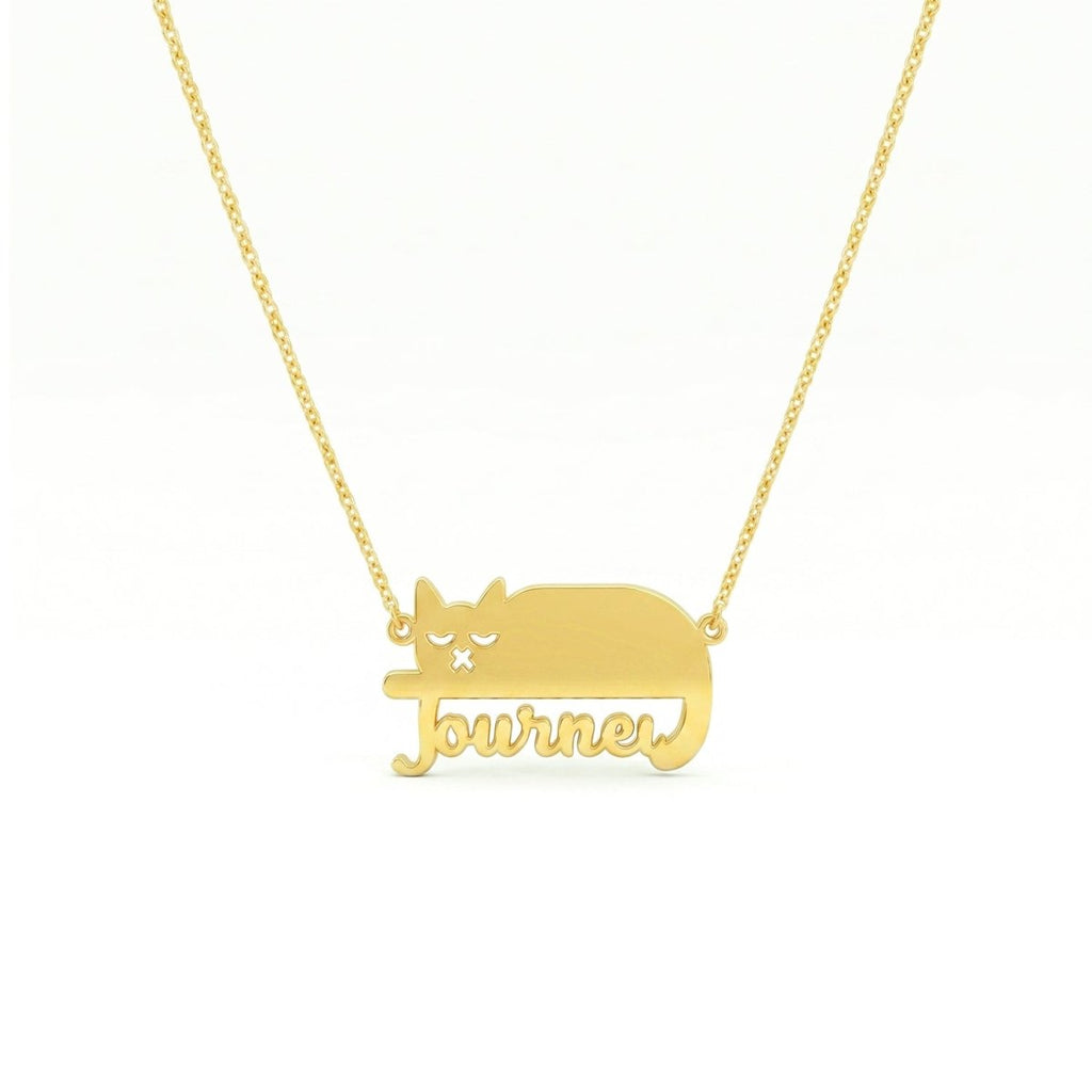 Custom Cat Silhouette Name Necklace - Glaxias