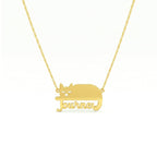 Custom Cat Silhouette Name Necklace - Glaxias