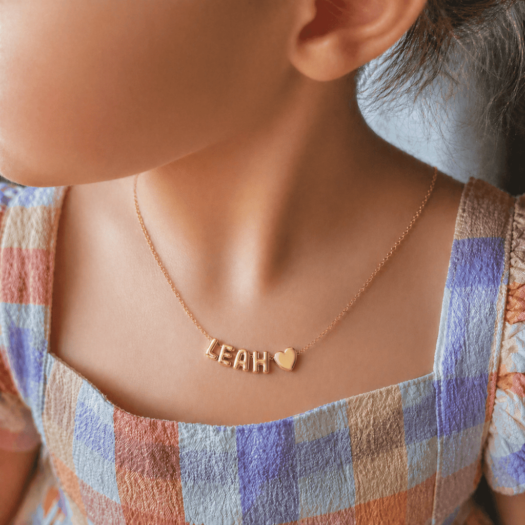 Custom Cute Letter Necklace for Kids with Birthstone or Charm - Glaxias