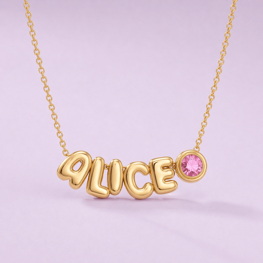 Custom Cute Letter Necklace for Kids with Birthstone or Charm - Glaxias