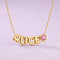 Custom Cute Letter Necklace for Kids with Birthstone or Charm - Glaxias