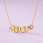 Custom Cute Letter Necklace for Kids with Birthstone or Charm - Glaxias
