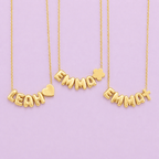 Custom Cute Letter Necklace for Kids with Birthstone or Charm - Glaxias
