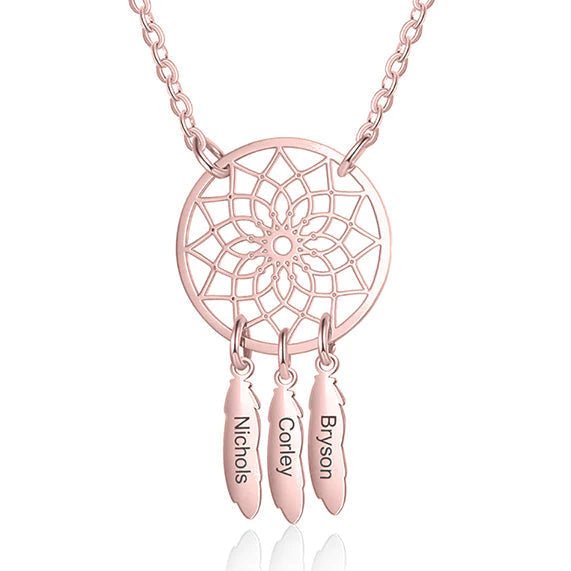 Custom Dream Catcher Family Name Necklace - Glaxias