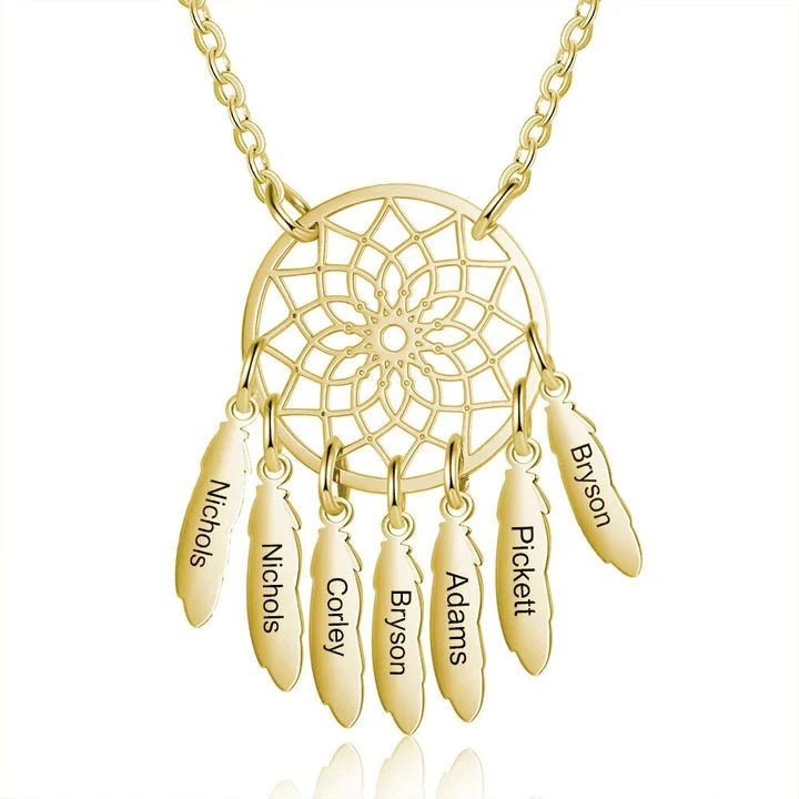 Custom Dream Catcher Family Name Necklace - Glaxias