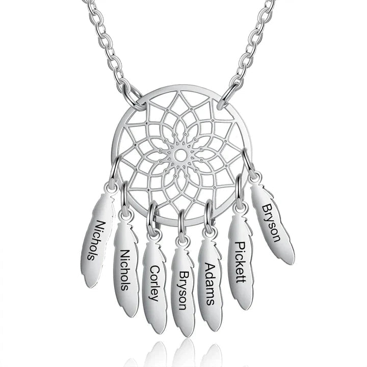 Custom Dream Catcher Family Name Necklace - Glaxias