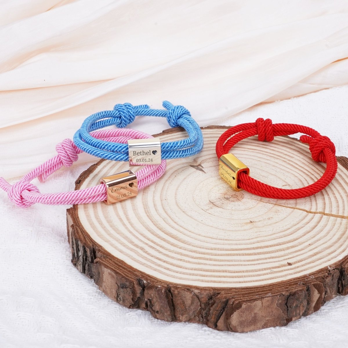 Custom Engraved Handmade Baby Rope Bracelet - Glaxias