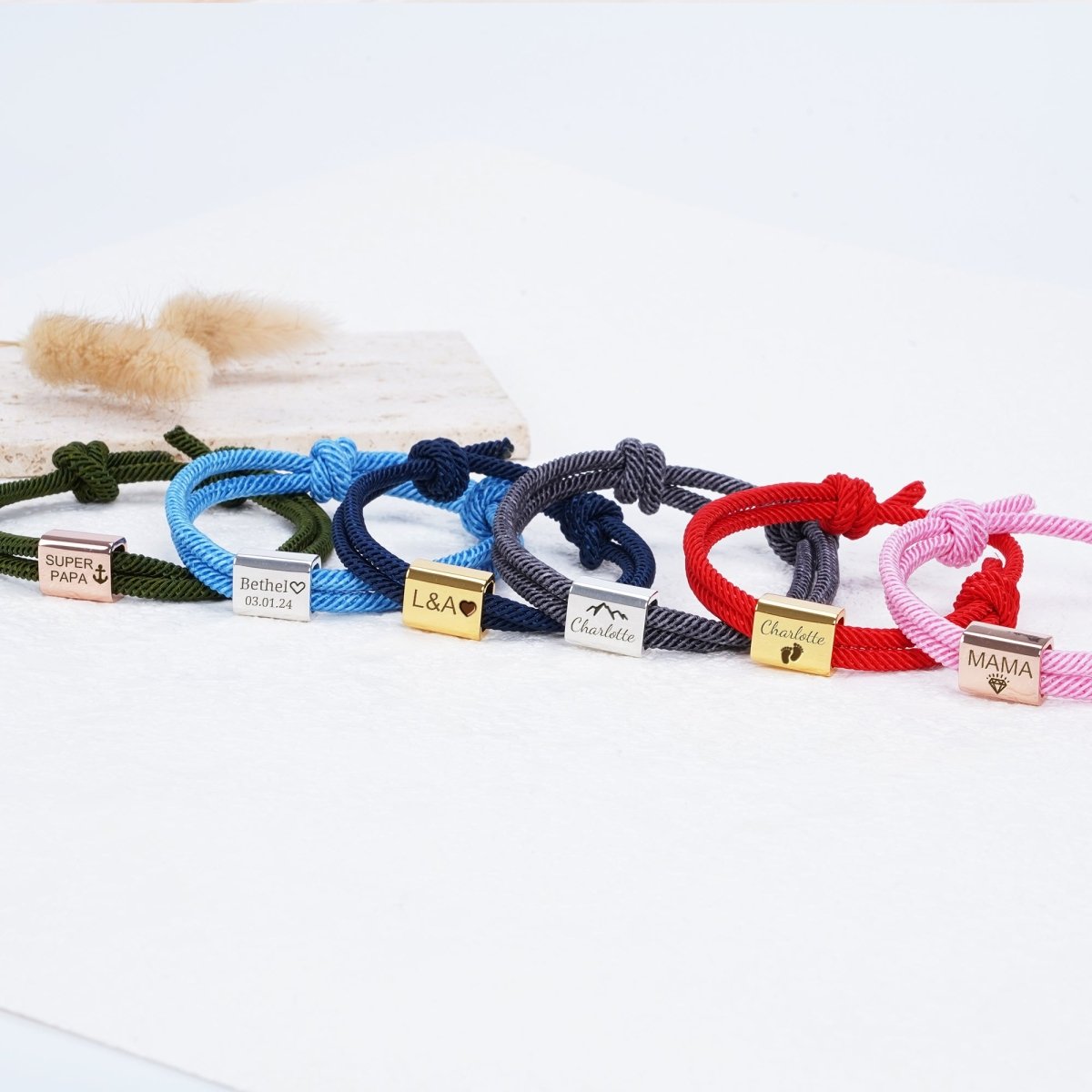 Custom Engraved Handmade Baby Rope Bracelet - Glaxias