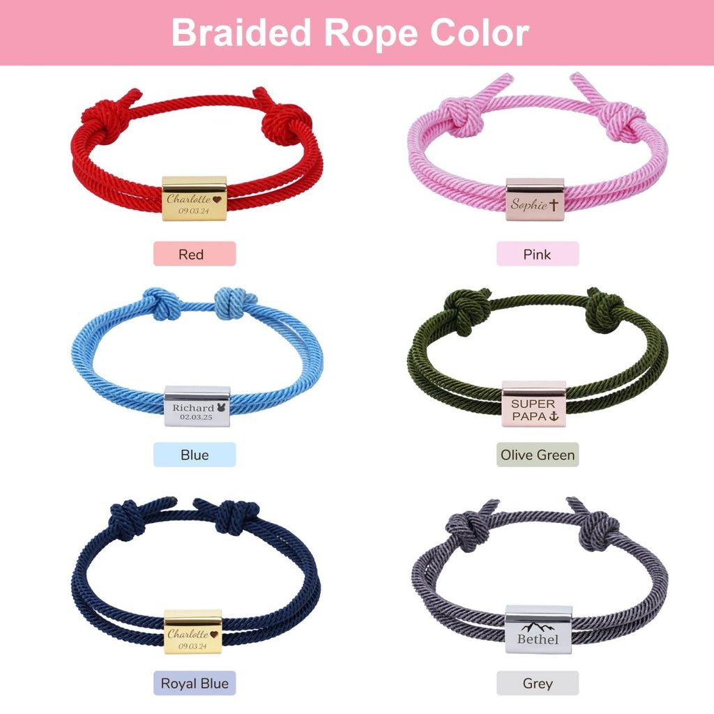 Custom Engraved Handmade Baby Rope Bracelet - Glaxias