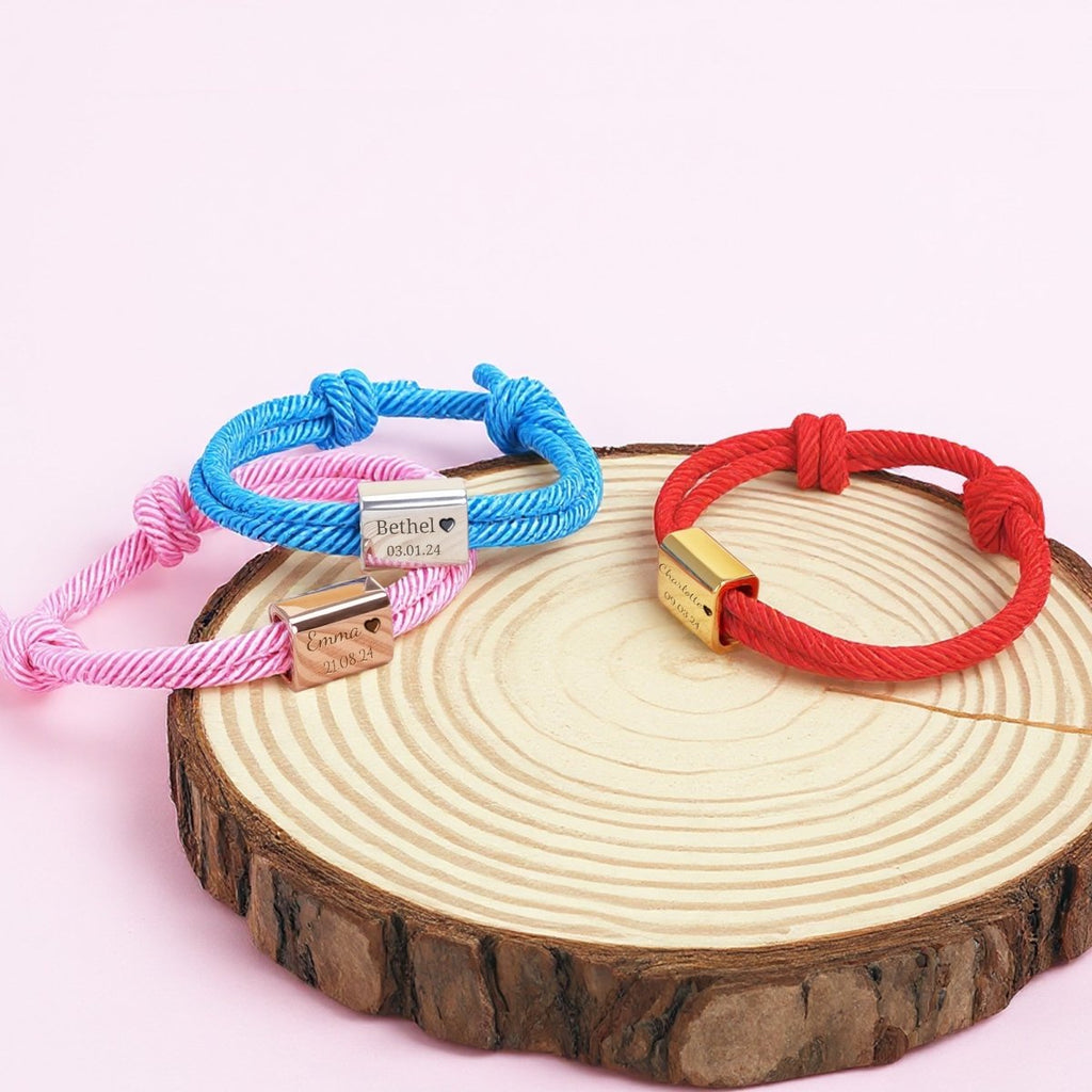 Custom Engraved Handmade Baby Rope Bracelet - Glaxias