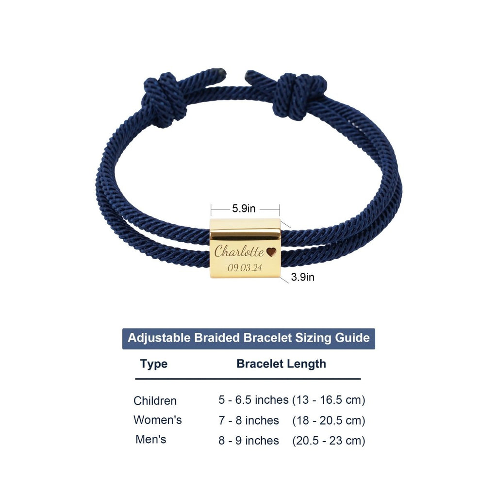 Custom Engraved Handmade Baby Rope Bracelet - Glaxias