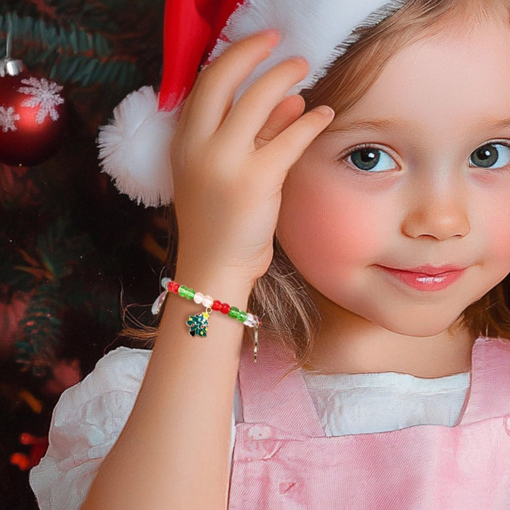 Custom Name Christmas Bracelet Santa Holiday Charms for Children - Glaxias