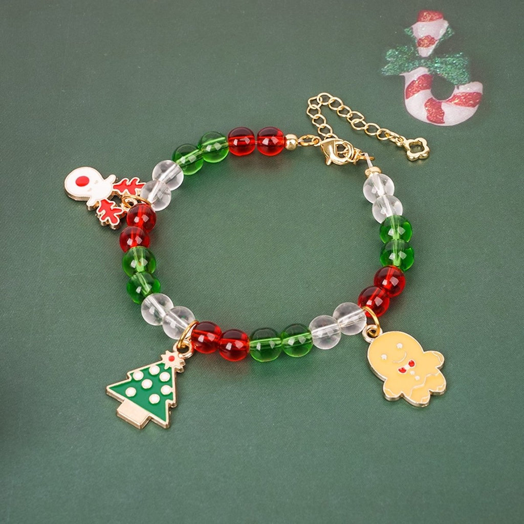Custom Name Christmas Bracelet Santa Holiday Charms for Children - Glaxias