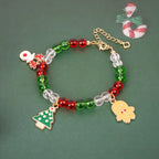 Custom Name Christmas Bracelet Santa Holiday Charms for Children - Glaxias