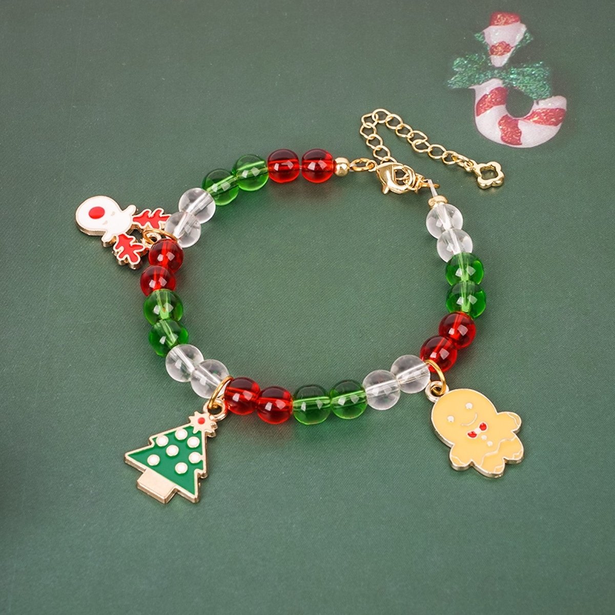 Custom Name Christmas Bracelet Santa Holiday Charms for Children - Glaxias