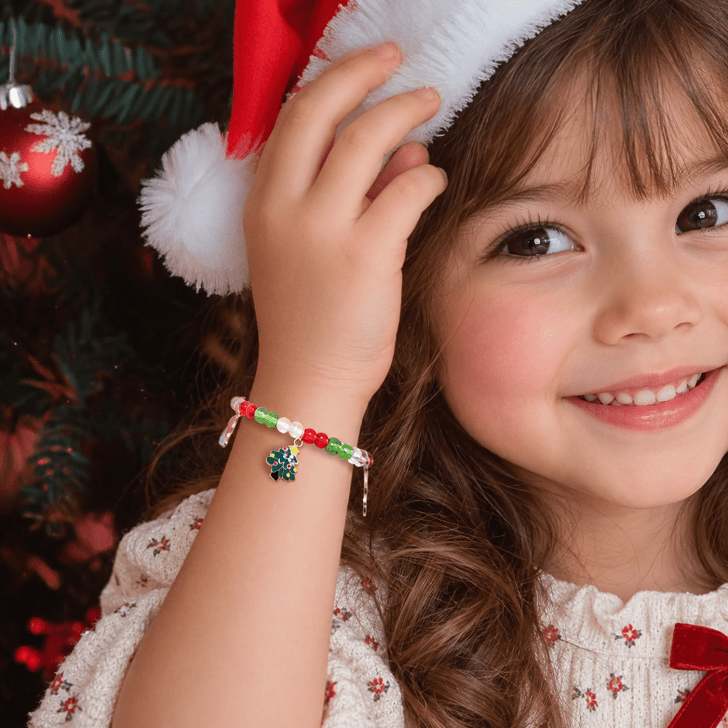 Custom Name Christmas Bracelet Santa Holiday Charms for Children - Glaxias