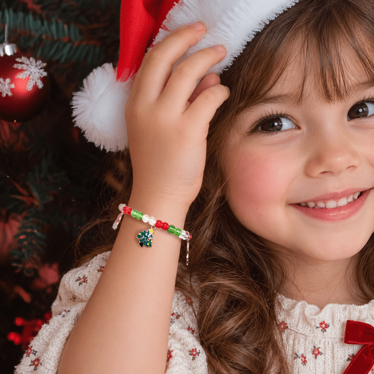 Custom Name Christmas Bracelet Santa Holiday Charms for Children - Glaxias