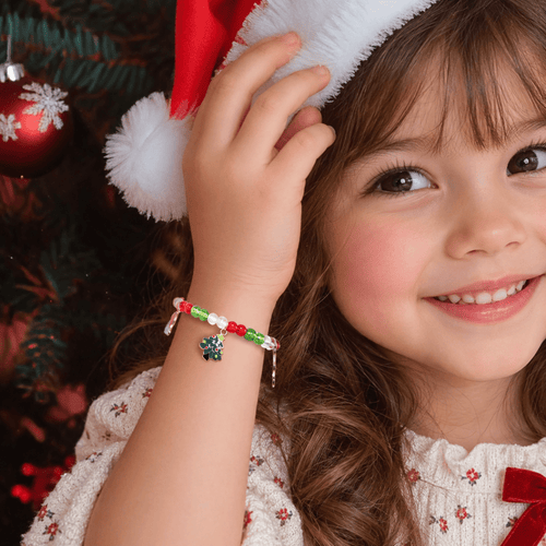 Custom Name Christmas Bracelet Santa Holiday Charms for Children - Glaxias