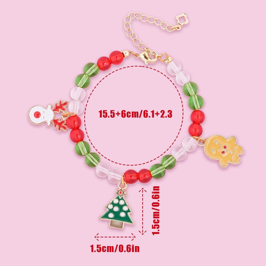 Custom Name Christmas Bracelet Santa Holiday Charms for Children - Glaxias