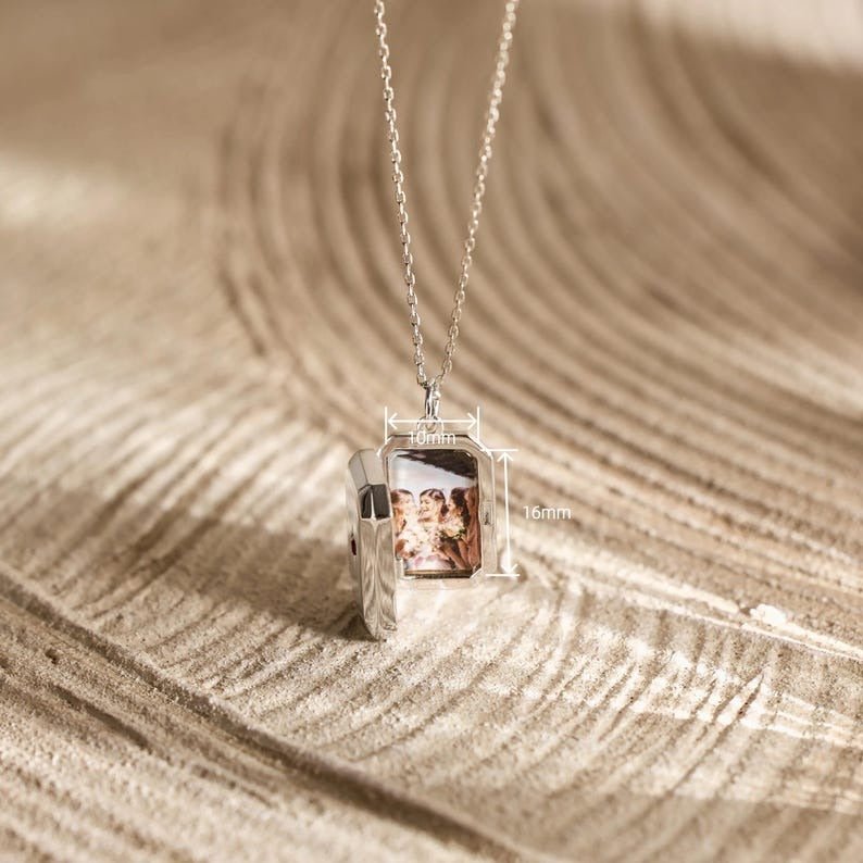 Custom Photo Locket Necklace with Birthstone - Glaxias