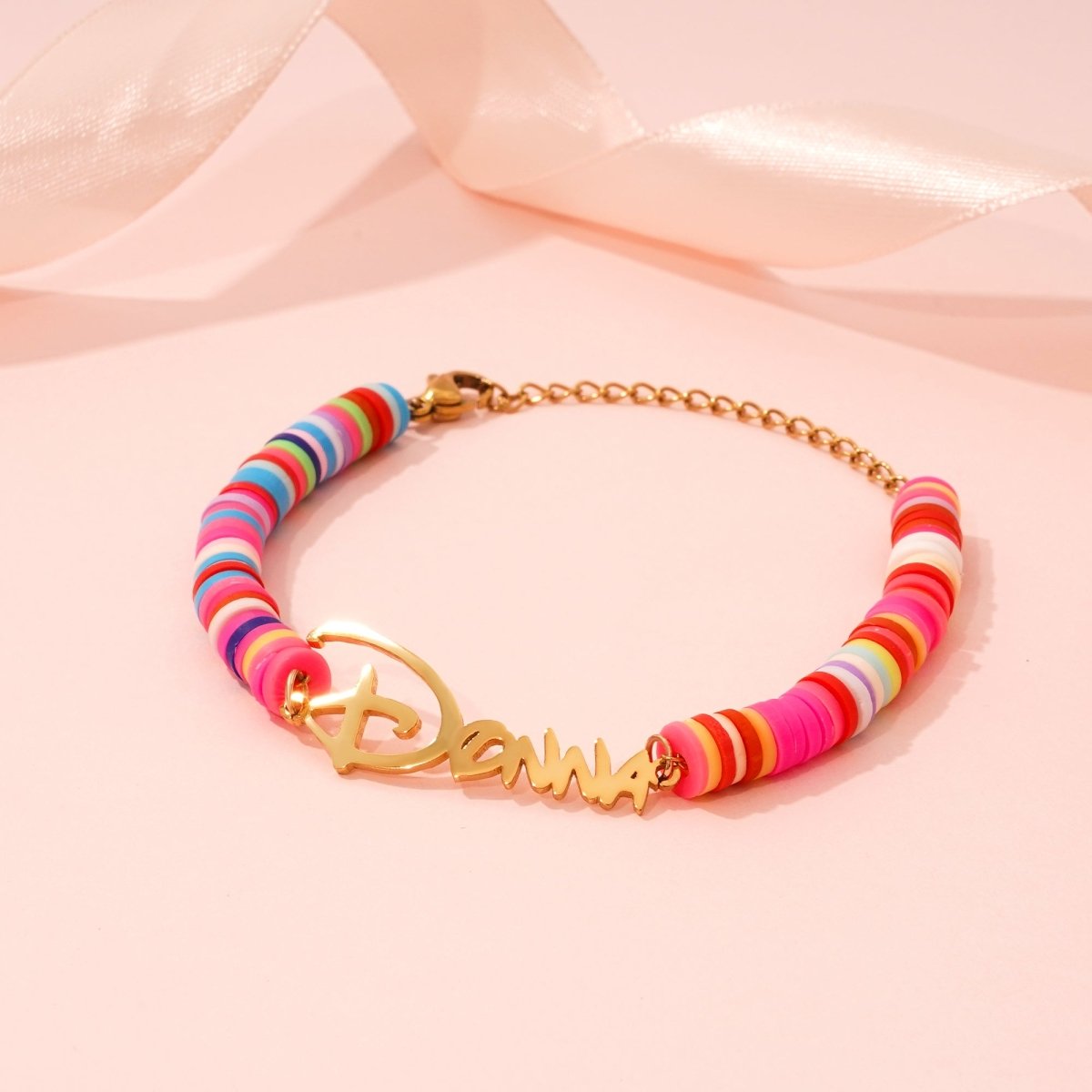 Customized Children's Name Colored Clay Bracelet - Glaxias