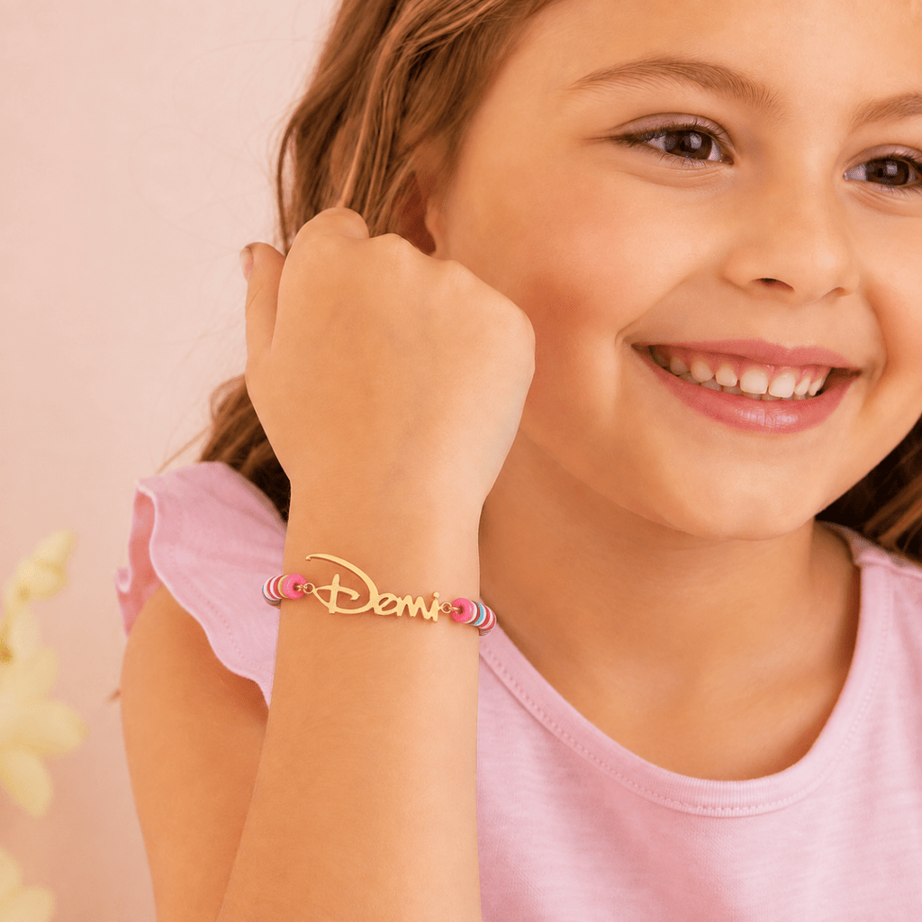 Customized Children's Name Colored Clay Bracelet - Glaxias