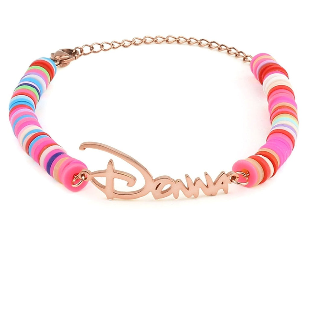 Customized Children's Name Colored Clay Bracelet - Glaxias