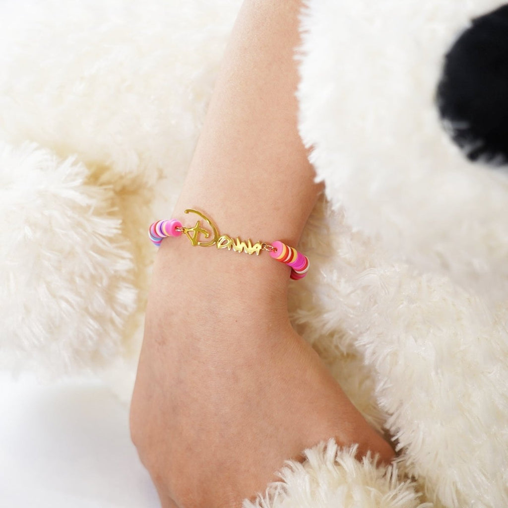 Customized Children's Name Colored Clay Bracelet - Glaxias