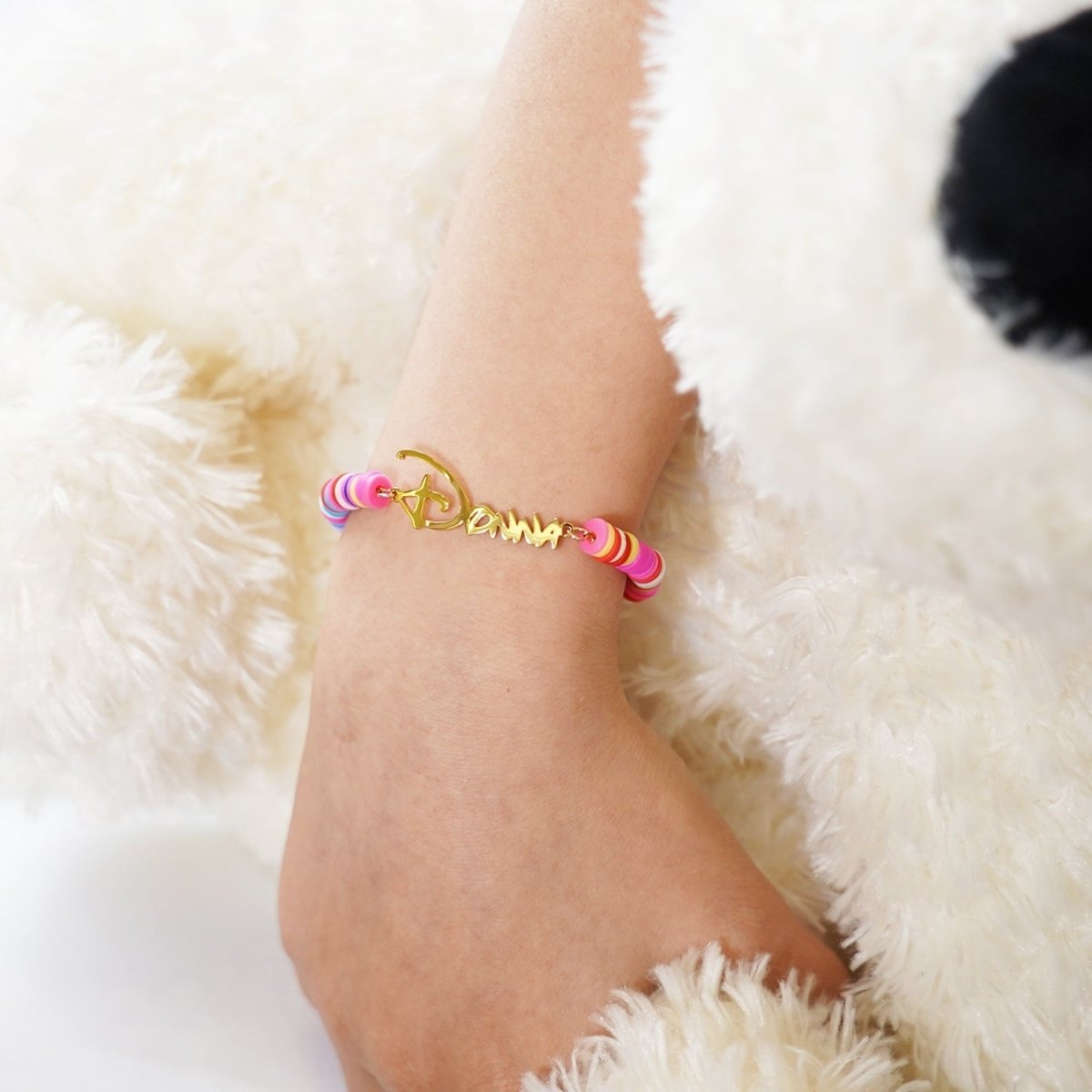 Customized Children's Name Colored Clay Bracelet - Glaxias