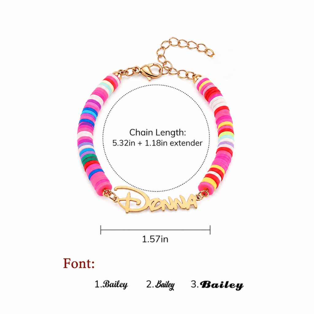 Customized Children's Name Colored Clay Bracelet - Glaxias