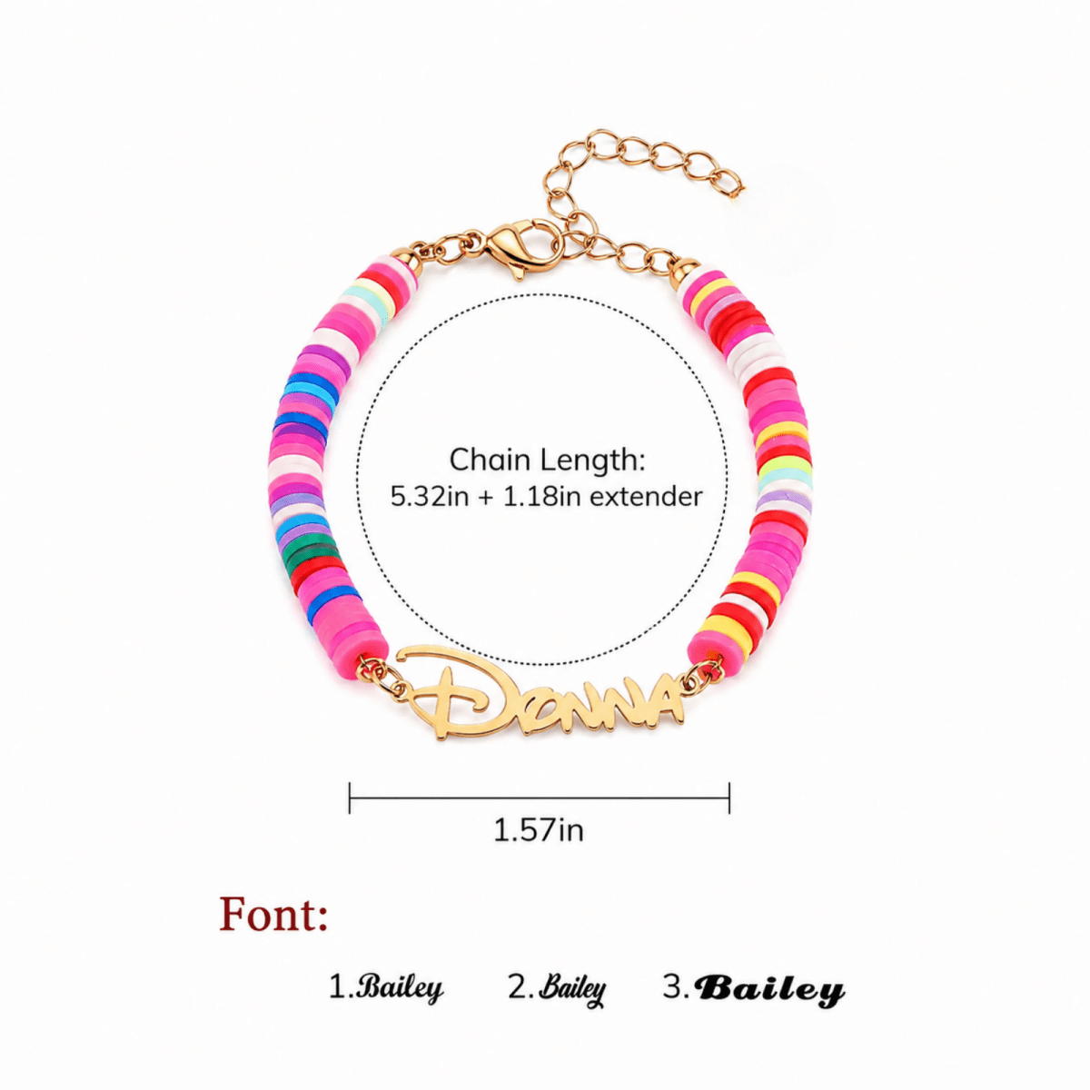 Customized Children's Name Colored Clay Bracelet - Glaxias