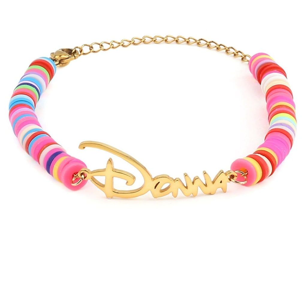Customized Children's Name Colored Clay Bracelet - Glaxias