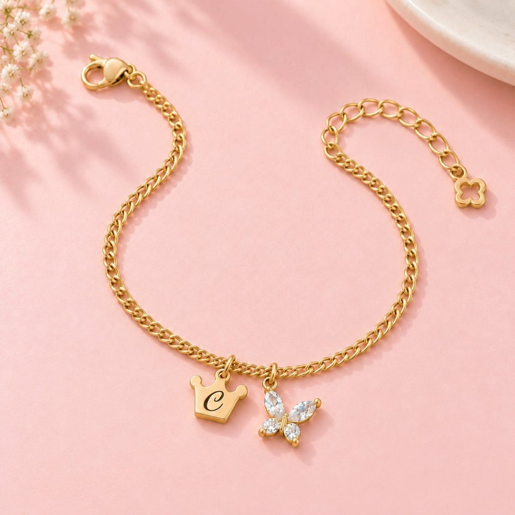 Customized Initial Golden Charms Ankle Bracelet - Glaxias