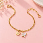 Customized Initial Golden Charms Ankle Bracelet - Glaxias