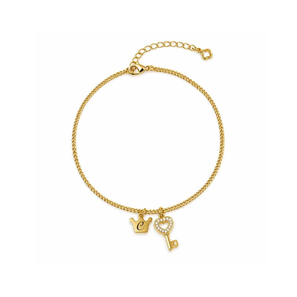 Customized Initial Golden Charms Ankle Bracelet - Glaxias