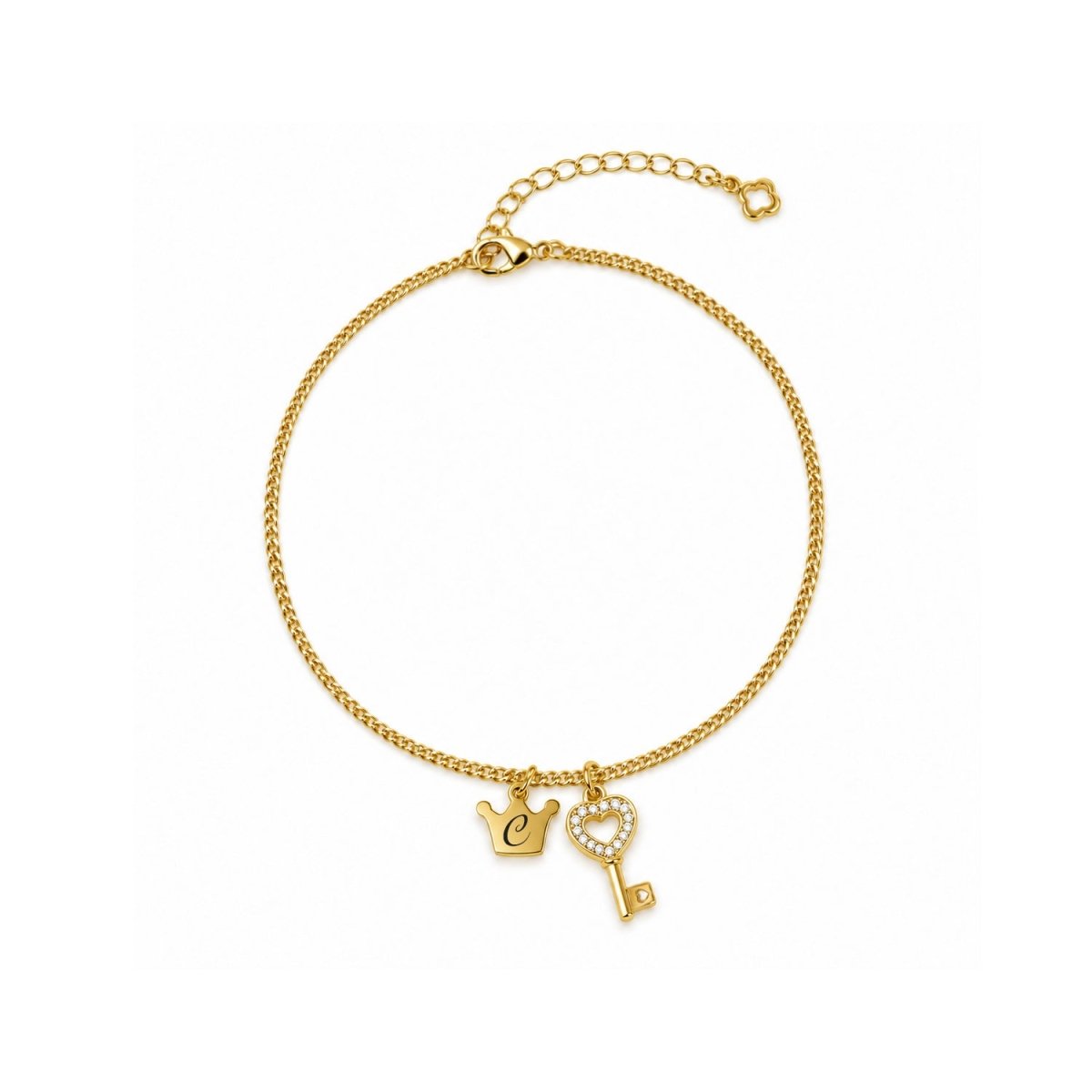 Customized Initial Golden Charms Ankle Bracelet - Glaxias