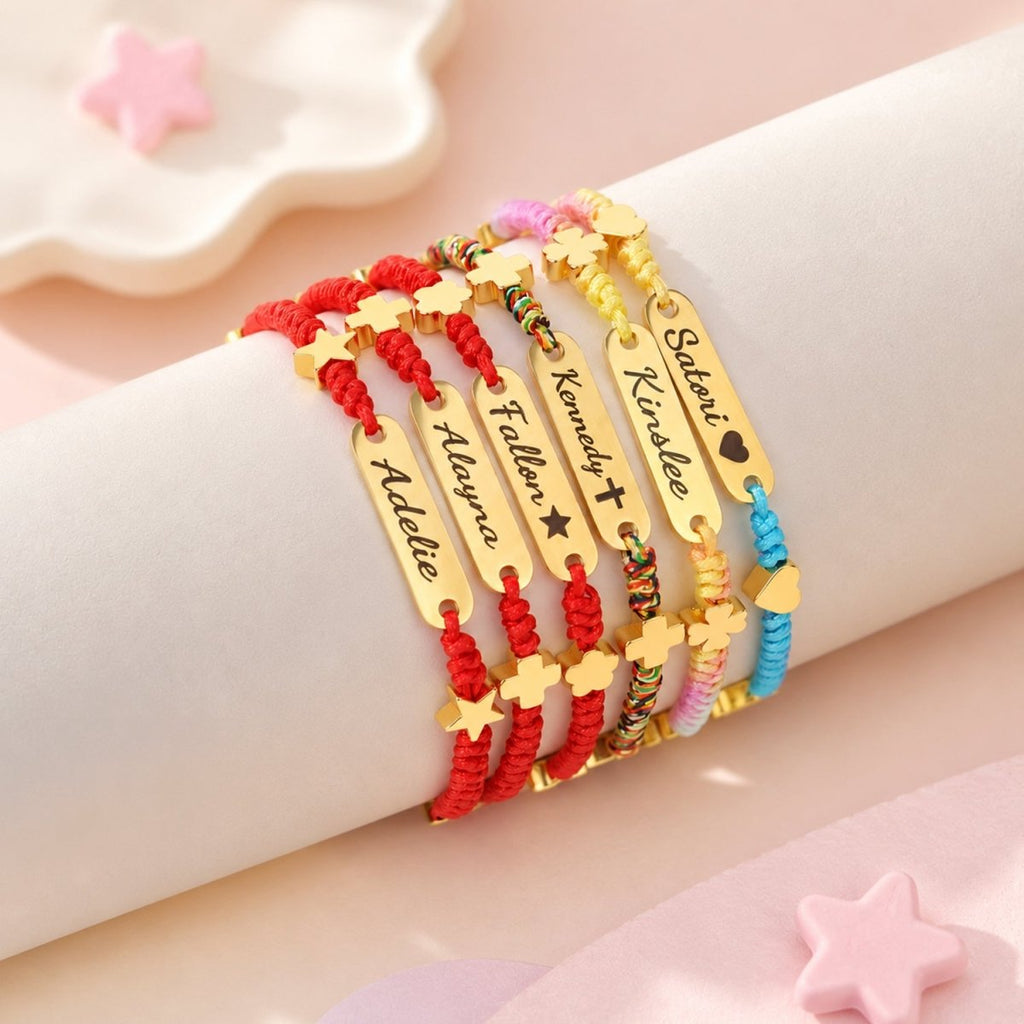 Customized Name Anklet with Colorful Braided Cord & Charm - Glaxias