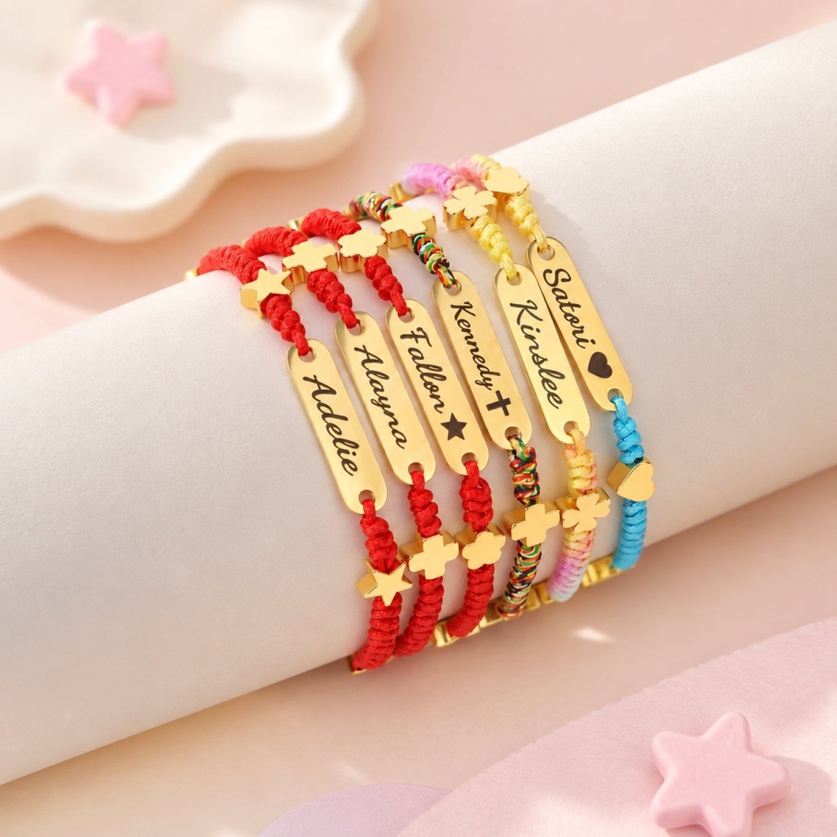 Customized Name Anklet with Colorful Braided Cord & Charm - Glaxias