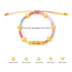 Customized Name Anklet with Colorful Braided Cord & Charm - Glaxias